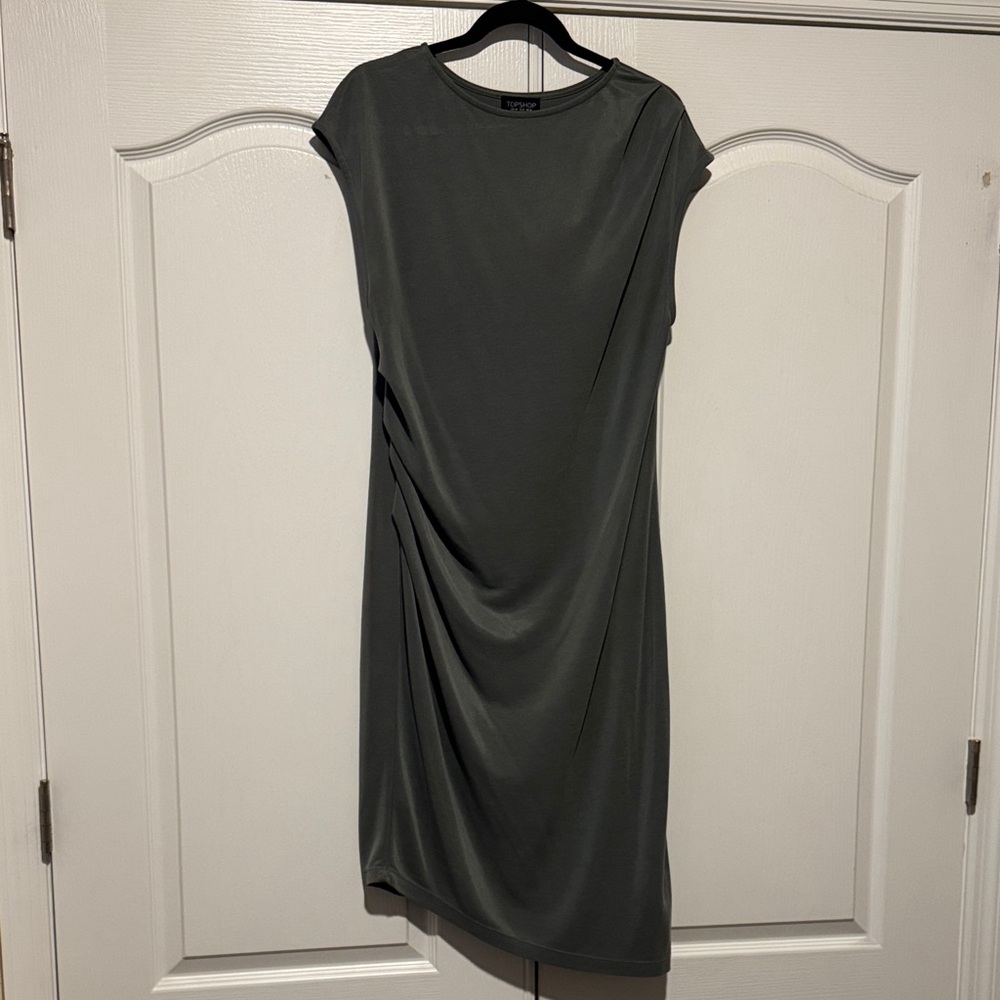 Topshop Asymmetrical Grey/green Dress